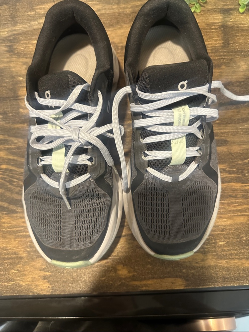 On Running Gray & White Running Shoes with Lime Highlights worn only twice - Picture 2 of 4